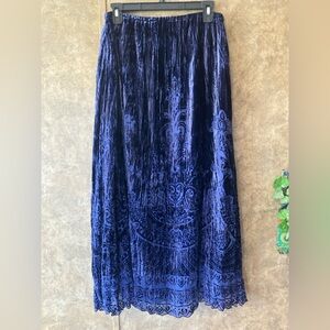 Chico's Velvet Burnout Rayon Silk Paisley Maxi Long Skirt  Sz 1  S/M  ruffle hem